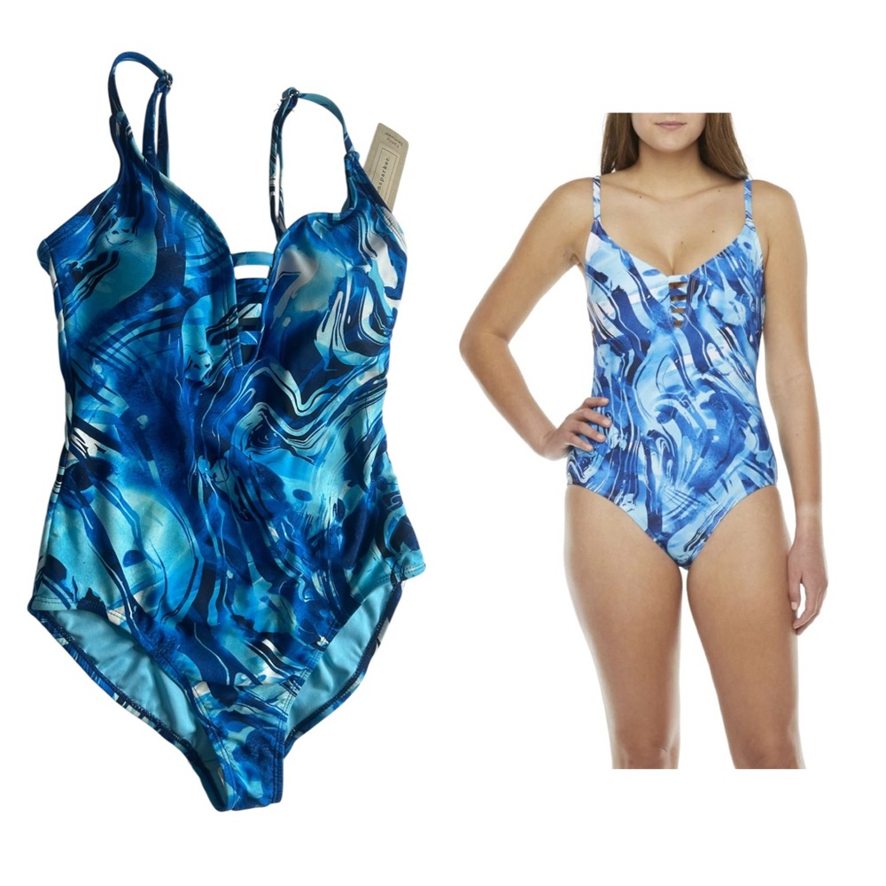NWT Peyton & Parker Blue Tie Dye One-Piece Swimsuit for Women Sz S beach cruise